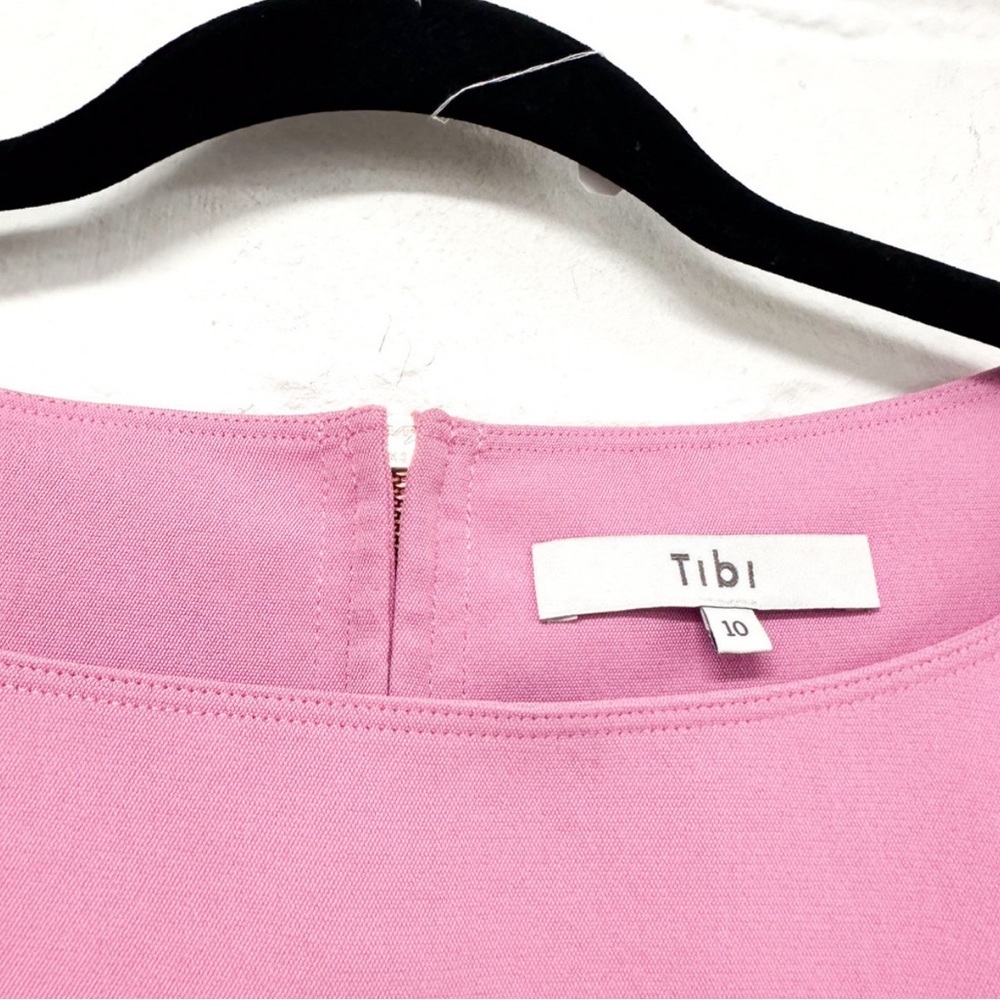 Tibi Pink Top Back Gold Zipper Ruched Sleeves Size 10 PTP 19” Retail $320 - Picture 4 of 6